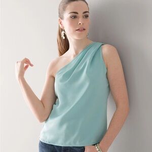 WHBM One Shoulder Draped Top